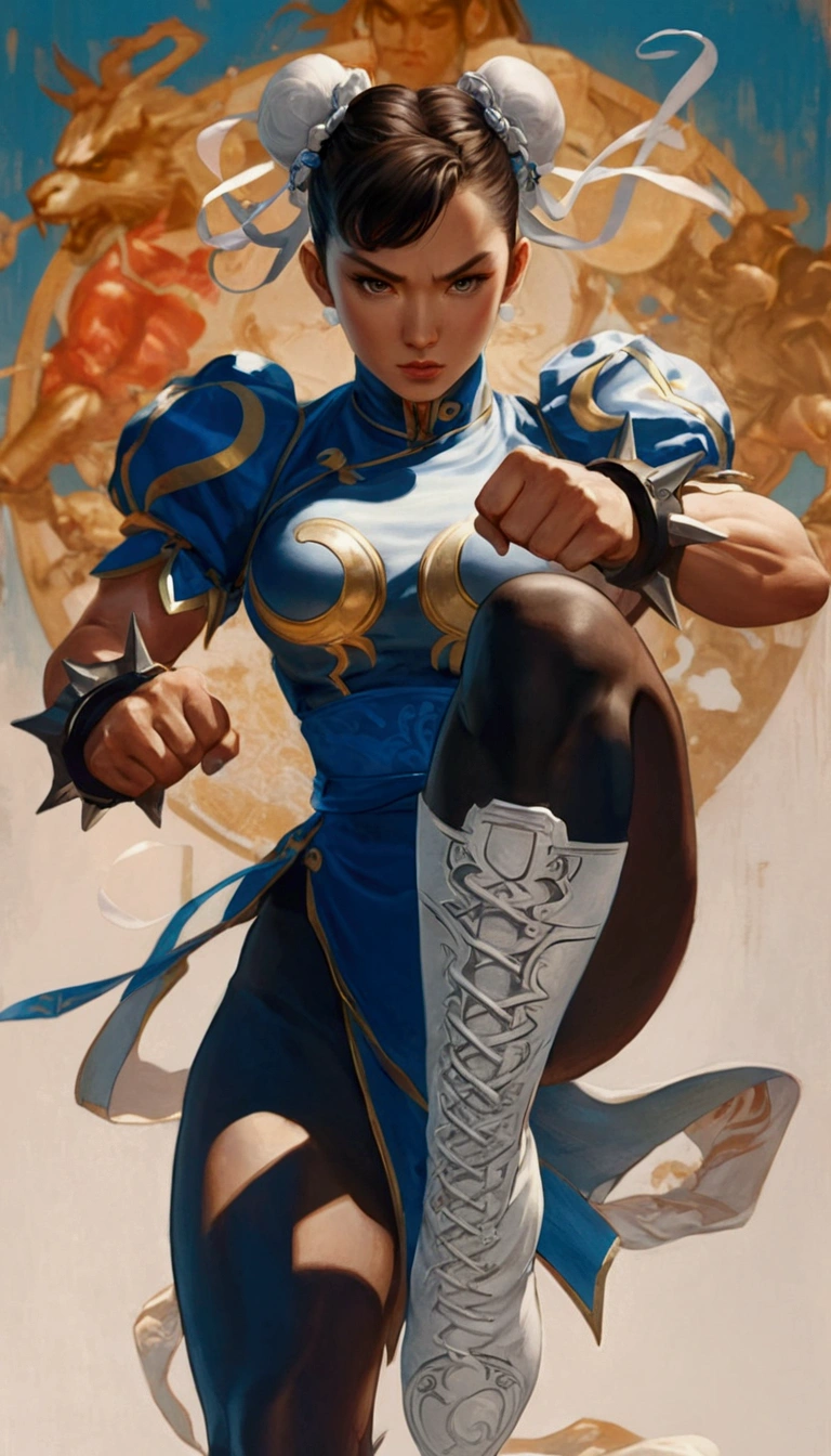 a close up of a woman in a blue outfit holding a sword, portrait of chun - li, portrait of chun li, chun-li, chun - li, chun li, wojtek fus, artgerm and atey ghailan, ross tran 8 k, stanley artgerm lau, artgerm julie bell beeple, graphic artist artgerm
