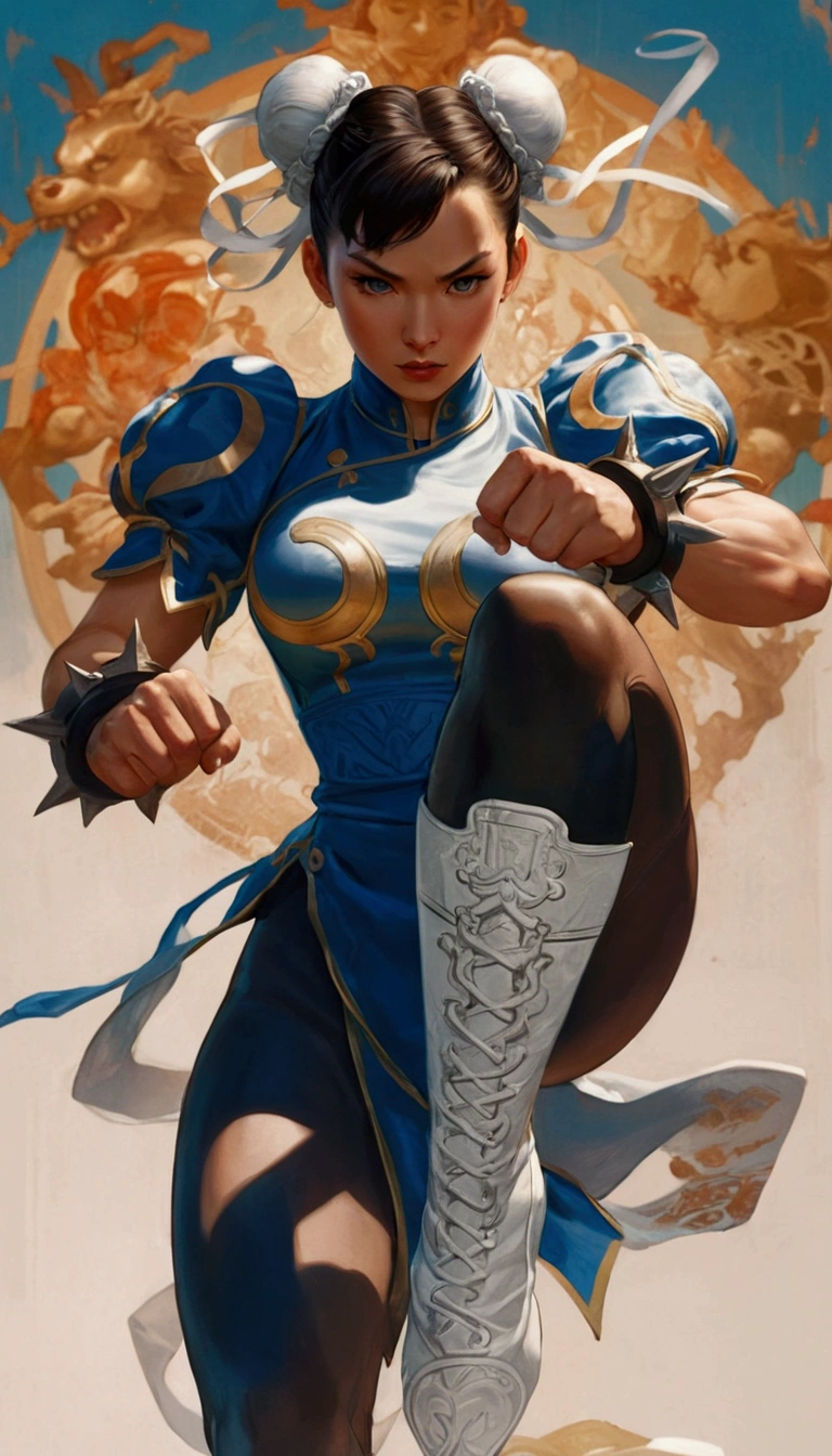 a close up of a woman in a blue outfit holding a sword, portrait of chun - li, portrait of chun li, chun-li, chun - li, chun li, wojtek fus, artgerm and atey ghailan, ross tran 8 k, stanley artgerm lau, artgerm julie bell beeple, graphic artist artgerm