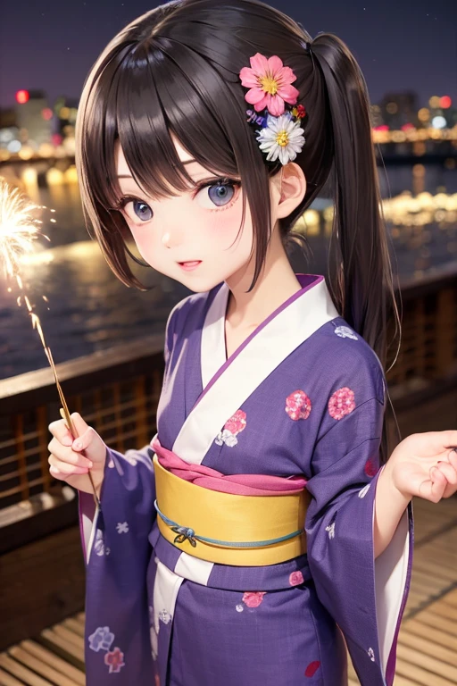 firework, Yukata, Flat Chest