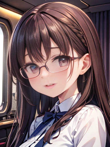 1 female、Brown haired(like)、Top quality rimless glass-like brown eyelids、Ultra-detailed、8k resolution、RAW Photos、Tabletop、Fascinating 、Gorgeous face、Perfect body、Laughter、Cabin attendant