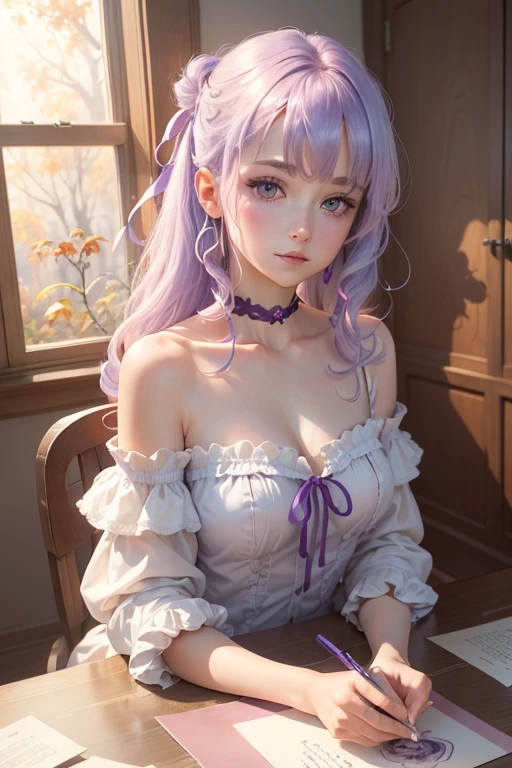 8K, Ultra High Definition, Super detailed, Shiny detailed hair, detailed face, fantasy landscape, solo, looking at viewer, {{best quality}}, {{masterpiece}}, {{ultra-detailed}}, {detailed light}, ultra high quality eyes, detailed eyes, perfect eyes, large eyes, detailed purple eyes, purple hair, long hair, adorned hair, beautiful, skinny body, white skin, slutty, erotic, standing in suggestive, in lingerie, lingerie, blushing, open mouth, ahegao, nsfw