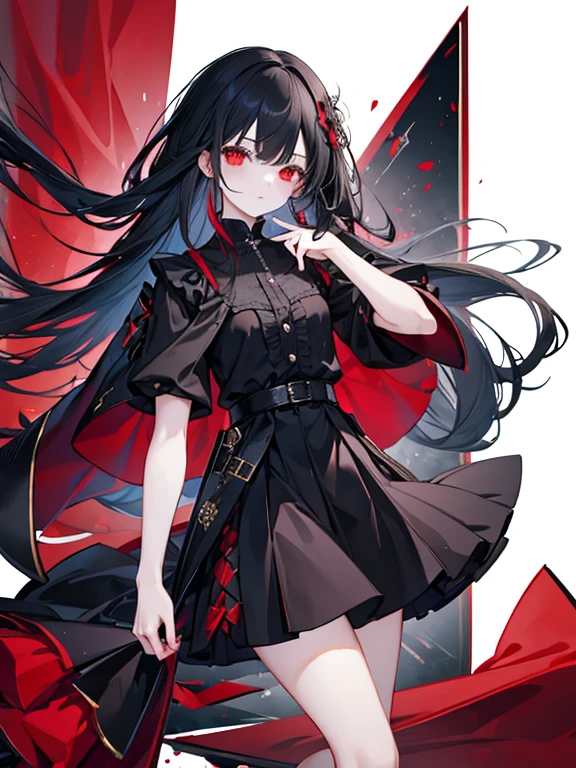 Girl red eye long hair black Mourning clothes skirt