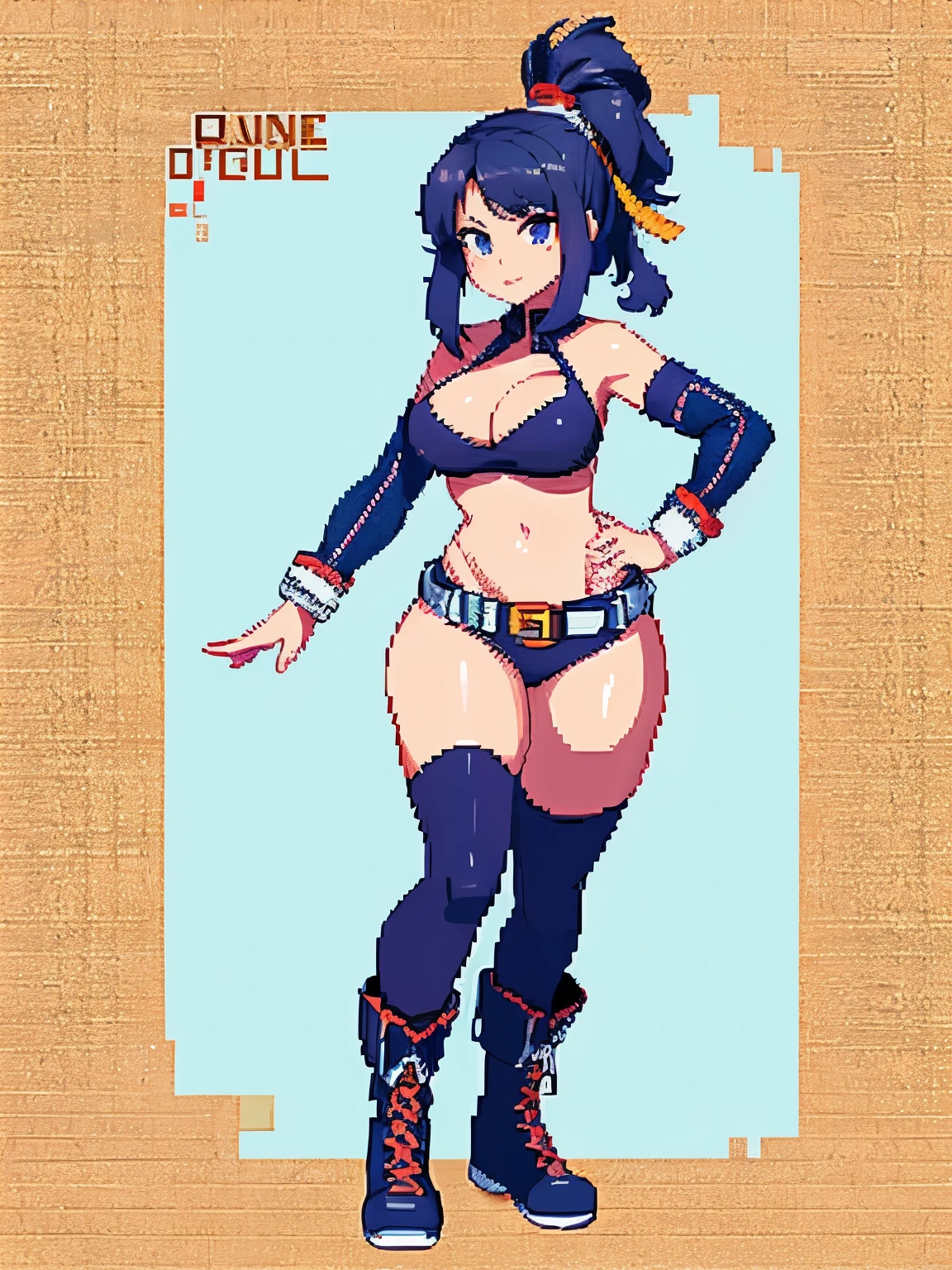 {perfect foot},1sexy girl,long sox,{{foot forcus}},pixel art,(boots)