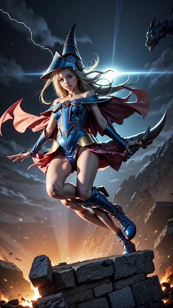 (Giantess element, high resolution, high quality, accurate body structure, detailed body), focus on girl,
BREAK,
(Black Magician Girl:1.3),sexy, combat uniform, girl, looking up at approaching woman from below, cute, girl destroying small town, mischievous expression, white skin, smiling, trampling, walking, anatomically correct, accurate human body, accurate skeleton, full body portrait, shock wave from girl's hand, (shock wave from magic wand),
BREAK,
destroying small town, rubble, burning small town, destroyed small building, collapsed highway, car being crushed, evacuation of residents, sunset, burning small town, rubble scattered at feet, taller than skyscrapers, increase destructive element, make city smaller,
BREAK,
blue-eyed monster, dragon flying in the sky background, (Blue Eyes White Dragon),