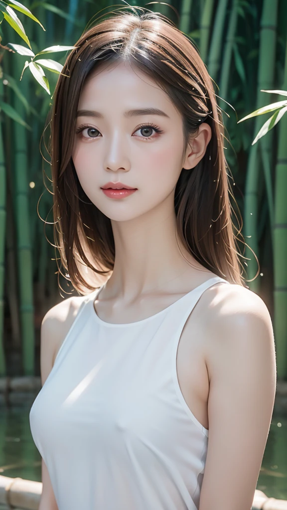 Best Quality, Masterpiece, High Resolution, 1girl, Porcelain Dress, Hair Accessories, Necklace, Jewelry, Pretty Face, On Body, middle breast, looking at viewer, Tyndall Effect, Realistic, Shadow Studio, Rim Lighting, Dual Tone Lighting, (High Detail Skins: 1.2), 8k UHD, dslr, soft light, high quality, volume light, sneak shot, photo, high resolution, 4k, 8k, background blur,