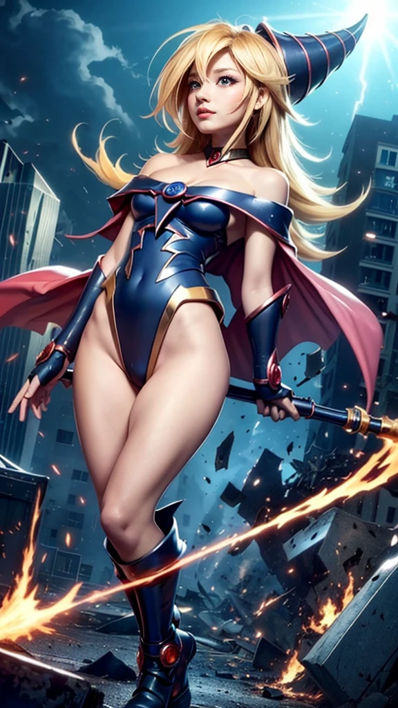 (Giantess element, high resolution, high quality, accurate body structure, detailed body), focus on girl,
BREAK,
(Black Magician Girl:1.3),sexy, combat uniform, girl, looking up at approaching woman from below, cute, girl destroying small town, mischievous expression, white skin, smiling, trampling, walking, anatomically correct, accurate human body, accurate skeleton, full body portrait, shock wave from girl's hand, (shock wave from magic wand),
BREAK,
destroying small town, rubble, burning small town, destroyed small building, collapsed highway, car being crushed, evacuation of residents, sunset, burning small town, rubble scattered at feet, taller than skyscrapers, increase destructive element, make city smaller,
BREAK,
blue-eyed monster, dragon flying in the sky background, (Blue Eyes White Dragon),