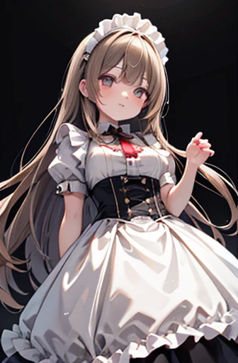 Perfect photo (masterpiece, Very detailed), (Ultra-high resolution:1.5), (Sharp focus), (Very detailed), (Perfect Anatomy), Ultra-fine illustrations, One girl, Light brown hair, Crown Blade, Long Hair, Classic maid, Maid&#39;s Headdress, (Good lift:1.3),  , Small cleavage