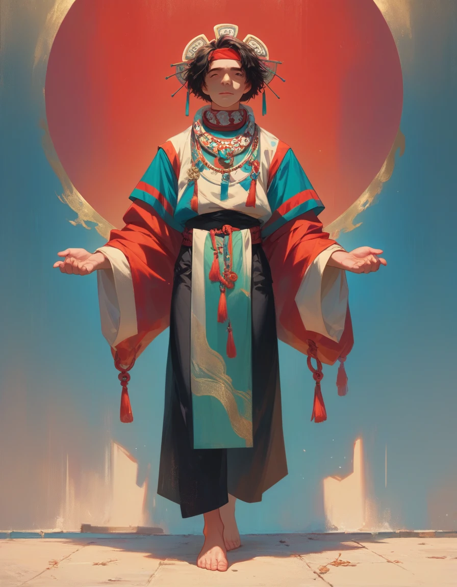 (tmasterpiece,best qualtiy,realisticlying:1.37),(Complex and sophisticated,Highly detailed skin and face),(1girll),solo,standing on your feet,a beauty girl,Tibetan clothing,Colorful costumes, Fleece collar, Padded collar,High-end Tibetan clothing,Cumbersome Tibetan costume design,Warm clothing,Winter clothing,Appearance Yang Chaoran,Rounded face shape,Gorgeous Tibetan costumes,Cumbersome Tibetan necklace,Cumbersome Tibetan headdress,Colored headband,cinematic pastel lighting,8k wallpaper,Solidarity,artstation,High resolution CG
