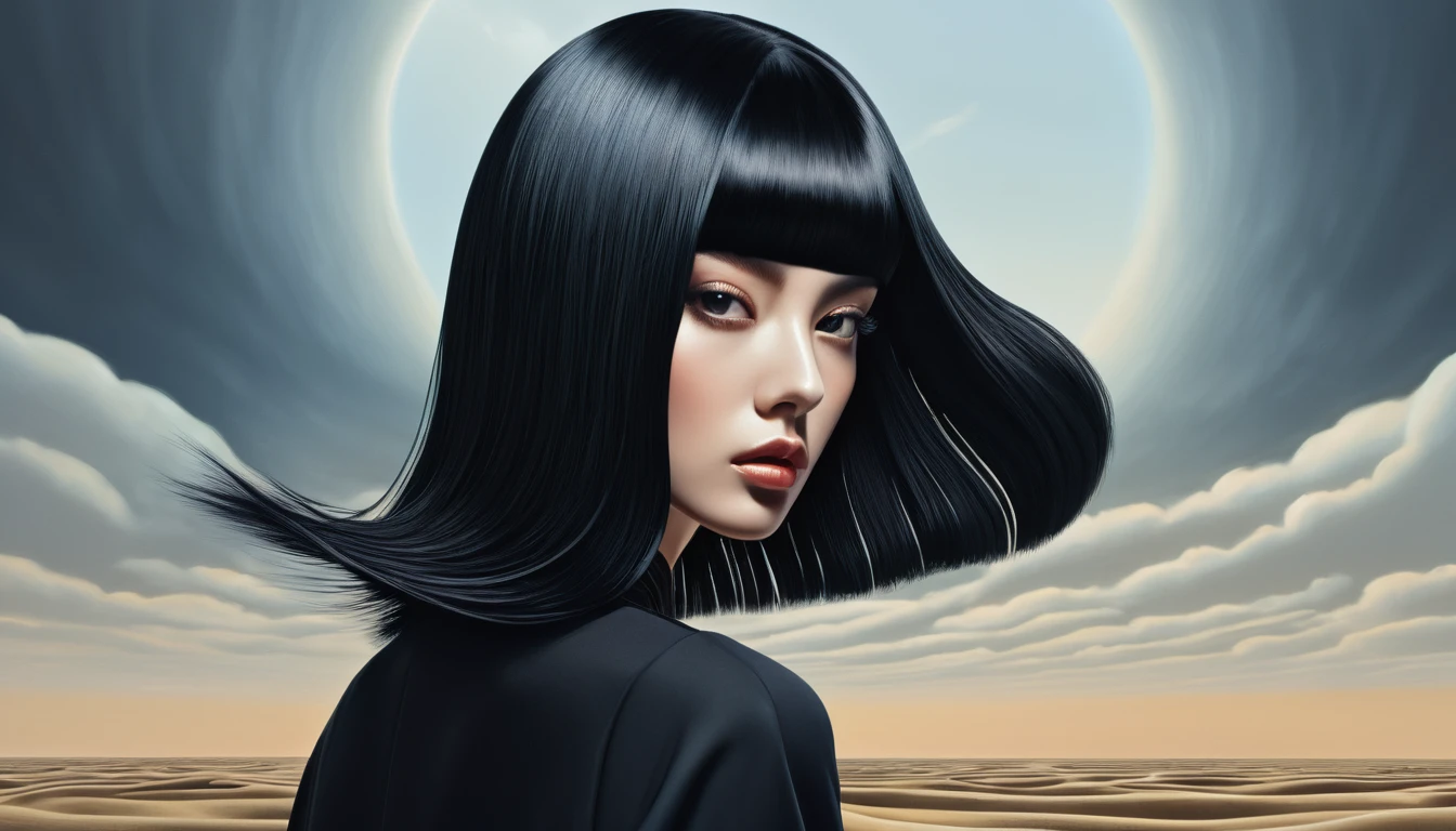 Black Hair, Surrealism, 8k, Super Detail