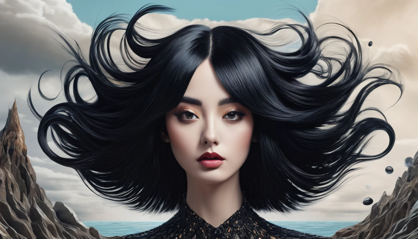 Black Hair, Surrealism, 8k, Super Detail