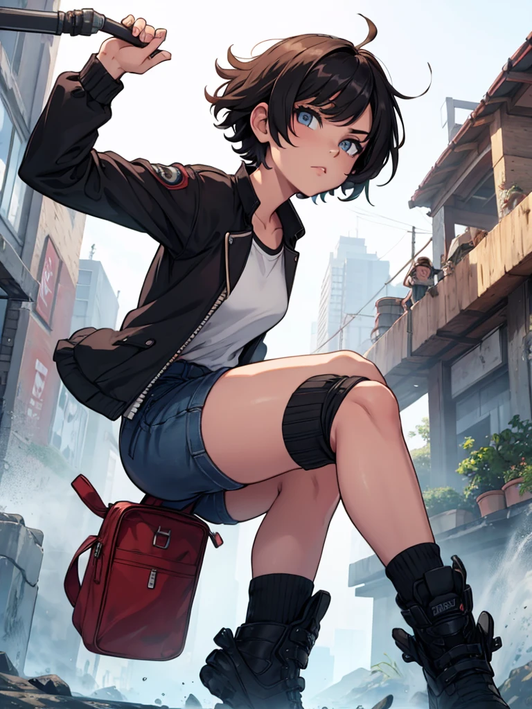 Tomboy, dynamic pose, short hair
