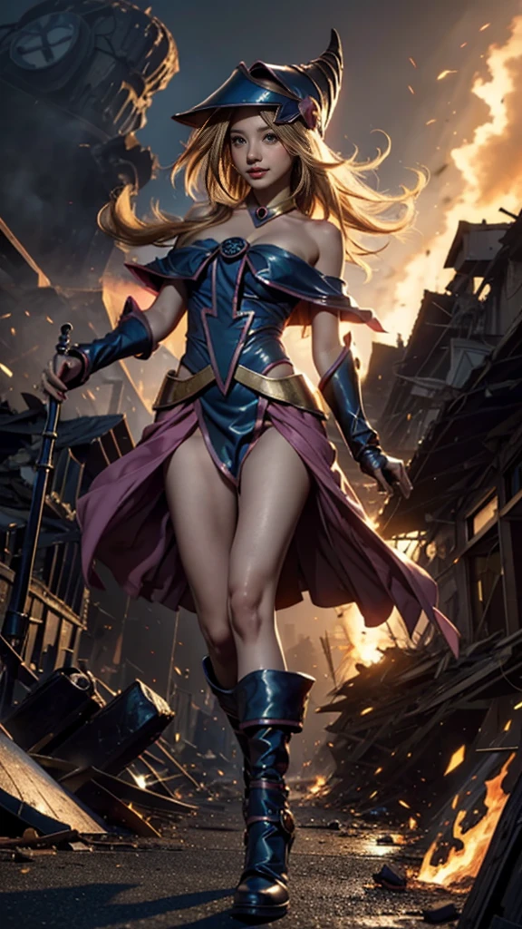 (Giantess element, high resolution, high quality, accurate body structure, detailed body), focus on girl,
BREAK,
(Black Magician Girl: 1.3), sexy, combat uniform, girl, looking up at approaching woman from below, cute, (Girl destroying town with magic: 1.4), mischievous expression, white skin, smiling, trampling, walking, anatomically correct, accurate human body, accurate skeleton, full body portrait, shock wave from girl's hand, (shock wave from magic wand),
BREAK,
Destroying town, rubble, burning town, destroyed buildings, collapsed highway, car being crushed, evacuation of residents, sunset, burning town, rubble scattered at feet, increasing destructive elements,