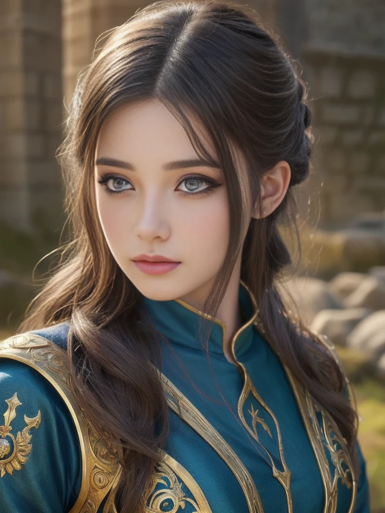 a 20 years old girl,dragonquest sage,beautiful detailed eyes,beautiful detailed lips,extremely detailed face and eyes,long eyelashes,fantasy,medieval,magic,medieval fantasy,fantasy landscape,fantasy art,digital painting,cinematic lighting,vibrant colors,dramatic lighting,realistic,photorealistic,masterpiece,4k,best quality