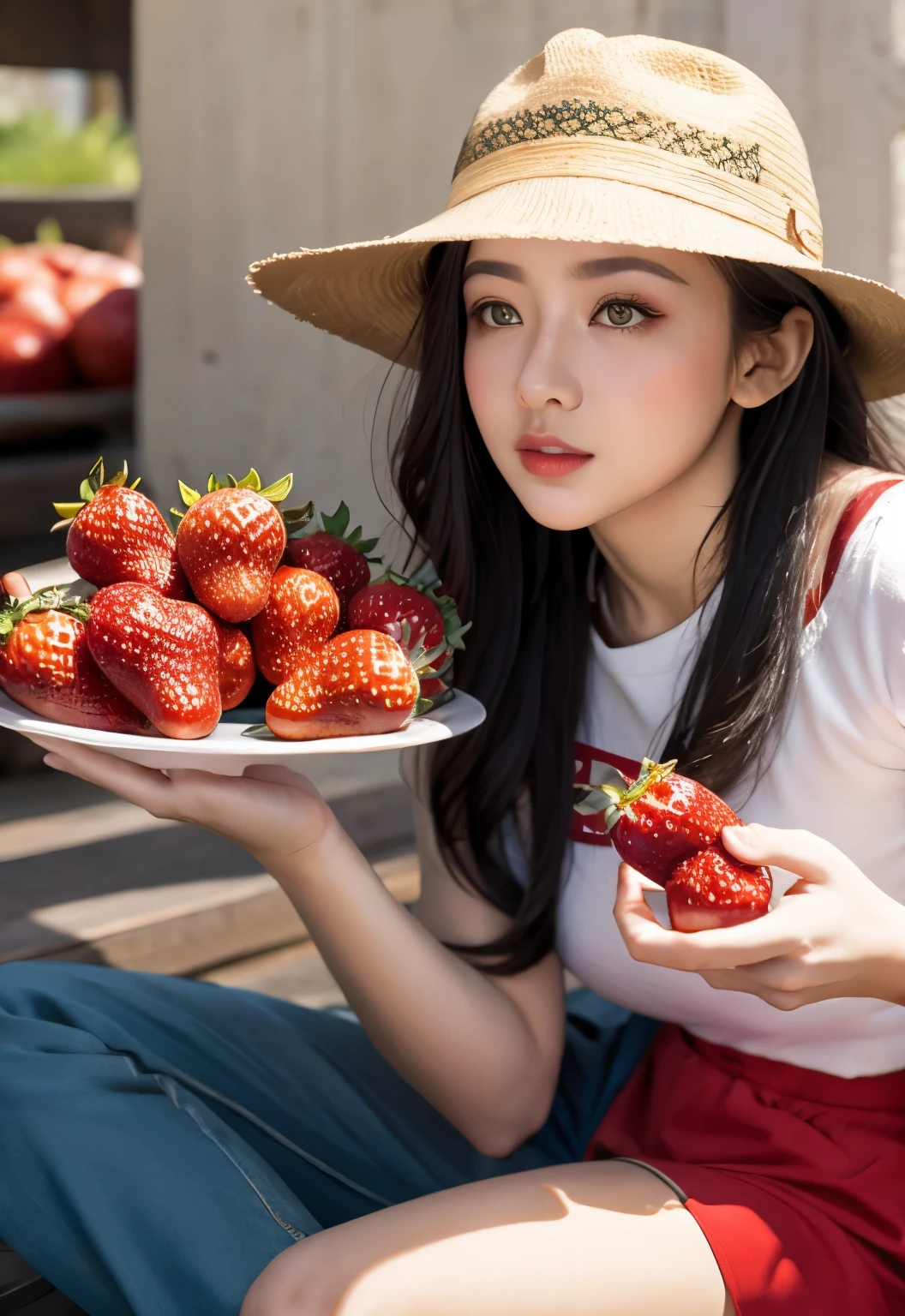 Holding strawberries