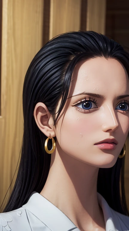 masterpiece, highest quality, Beautiful woman, whole body, Detailed hairstyle, I was sweating, Hoop Earrings, golf bangle, choker, Mature Woman, indoor, nico robin, sunglasses, Wear glasses on your head, Long Hair, big breasts long_Tracksuits, Yoga pants，（8k，RAW Photos），（Best Quality），（Masterpiece Loose），（Realistic，）（Realistic），（High resolution），Hyper Detail，（Gentle Realism：1.1），Beautiful Face， （1 Female：1.1），High resolution), (8k), (Very detailed), (4K), (Pixiv), Perfect Face, Beautiful eyes and face, (highest quality), (Very detailed), Detailed face and eyes, (alone), Textured skin, absurdes, High resolution,