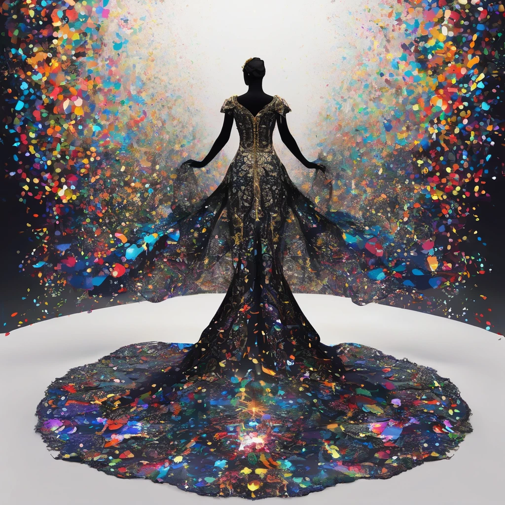 Bright confetti falling, A stunning kaleidoscope of colorful confetti, Dark fantasy world, Be enchanted by the dark and fantastical world, Confetti flying in the sky, Dark fantasy worldを背景に, 精巧なディテールと緻密な筆致がDark fantasy worldを生み出します, このワンダーランドのあらゆるwonderfulディテール, A fascinating sight, From elaborate costumes to intricate backdrops, A fascinating effect that takes you into a mysterious world, Beautifully detailed illustrations, wonderfulビジュアル, Light and shadow, high quality, High resolution, Tonal contrast,,16K, 超High resolution, 超High resolution, to be born,wonderful ,future、Iridescent、The world 30 years from now。