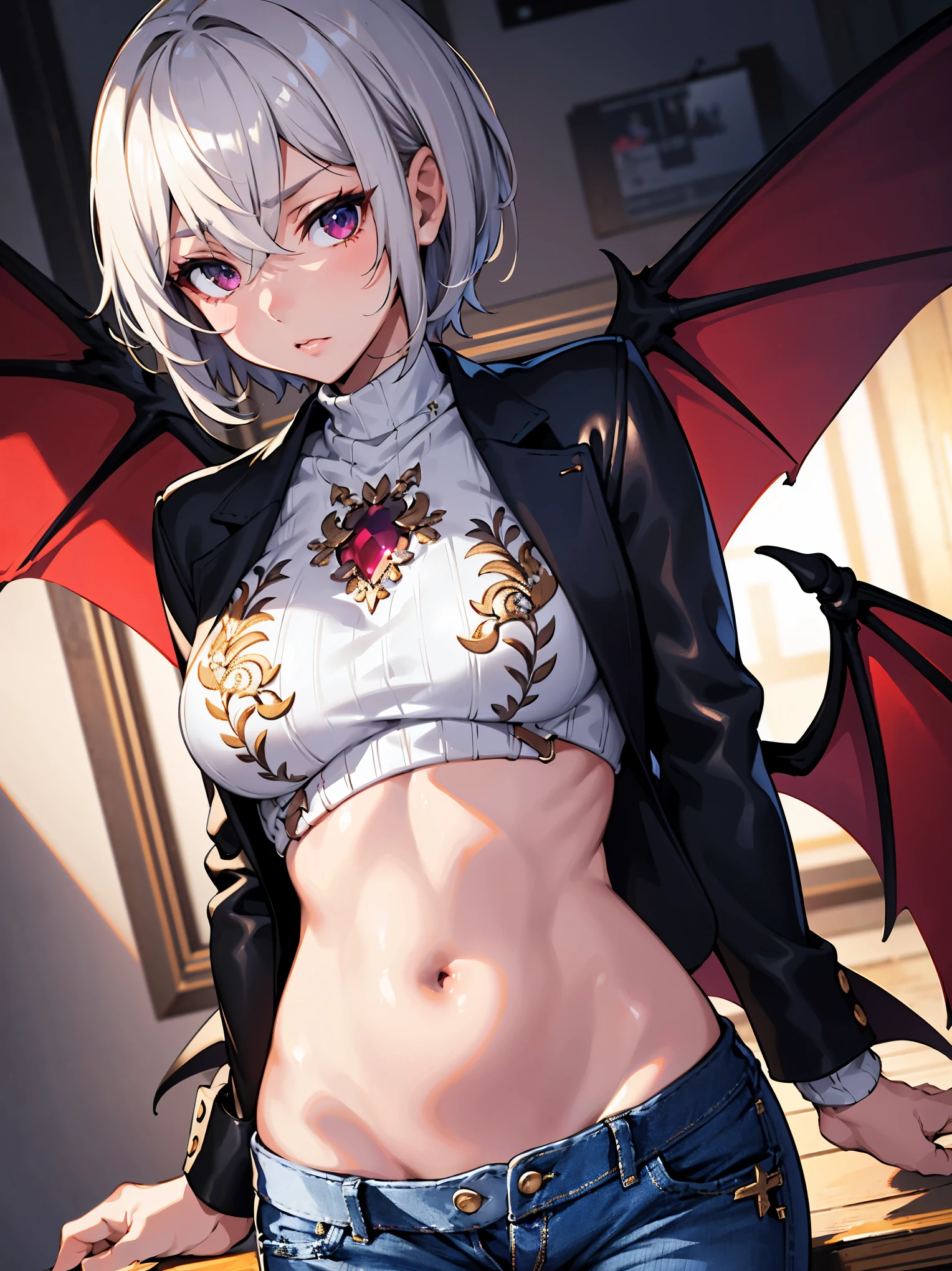 anime style, sketch, game design, character design, character sheet art, one woman, demon powers, princess of the underworld, young, petite, mischievous, red colour, simple background, sketches, limited, nsfw, skimpy vibe, topless