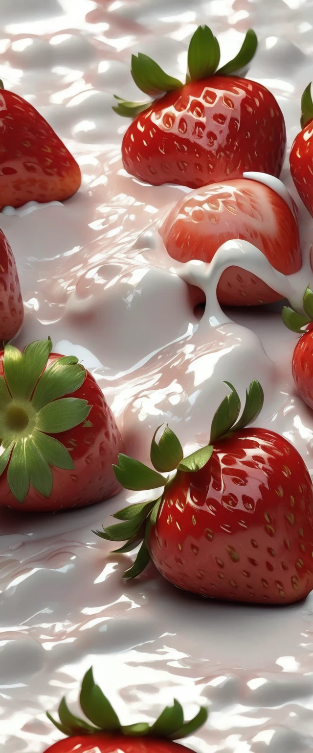 (best quality,4k,8K,high resolution,masterpiece:1.2),ultra detailed,Sharp focus,(realistic,photorealistic,photo-realistic:1.37),a strawberry,detailed realistic strawberry,high quality strawberry,photorealistic strawberry,studio lighting,3d render of a strawberry,ultra detailed strawberry,lush red strawberry,freshly picked strawberry,strawberry falling into a cream cup,splashing drops of cream:1.3,macro photography of a strawberry,vibrant red strawberry,strawberry with green leaves,ripe juicy strawberry,strawberry on a white background,HD,8K