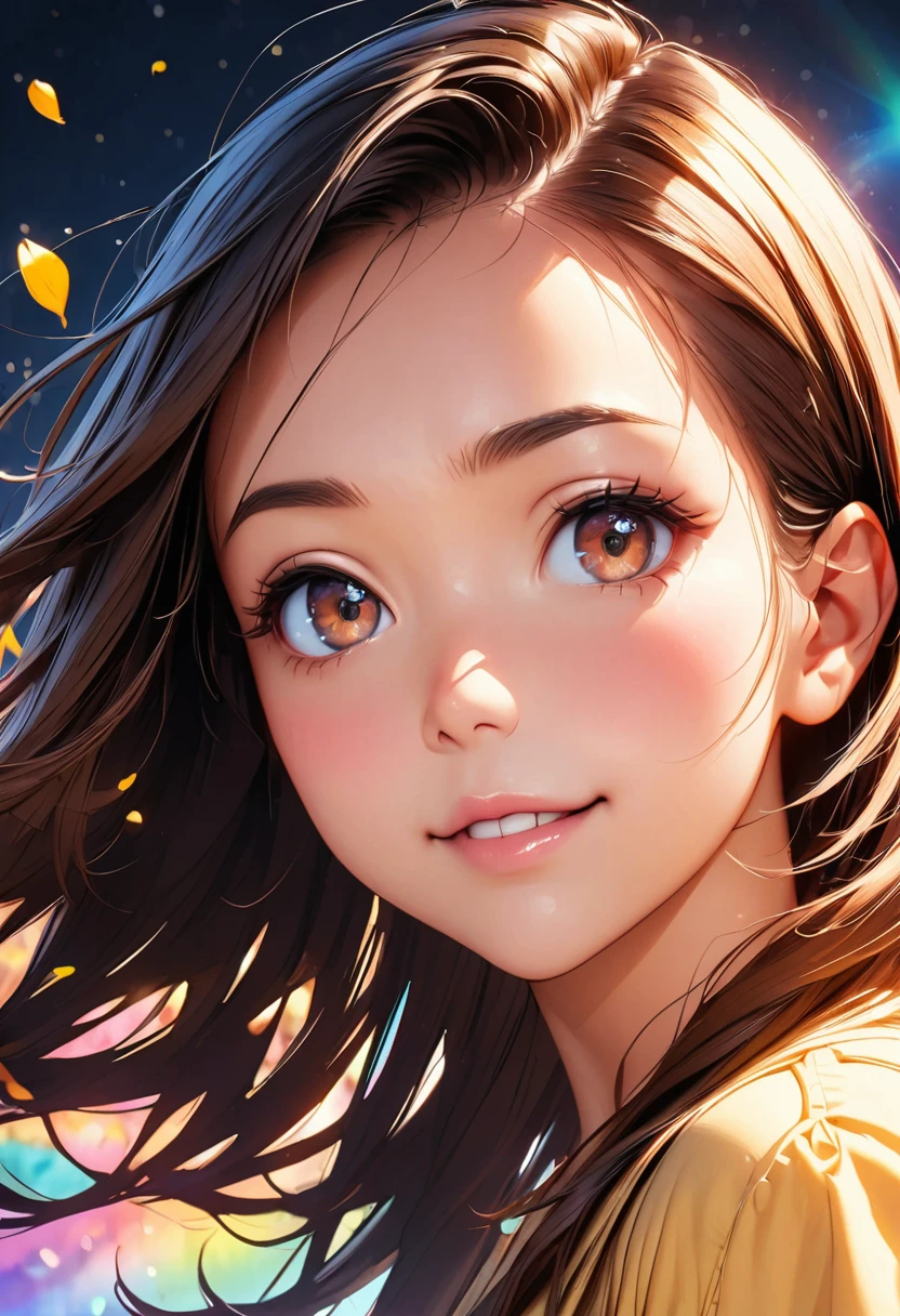 masterpiece, upper body shot , 12-year-old 1loli、independent、Look forward、Light eye makeup、Brown Hair Color、flat 、Hair blowing in the wind、Quality of actress、Shiny, Ultra-realistic faces、smile、Watery eyes、look up、Soothing lighting effects、 Ultra-Realistic Capture、Very detailed、High resolution 16k human skin closeup, Skin texture must be natural、Must be so detailed that pores are visible、skin is healthy、Must be of knitwear tone、Use natural light and color、High quality photos taken by modeling agencies, Exclusive photographer、smile, completely nude, no bra, showing small cleavage of the tiny breasts, pretty infant:1.3