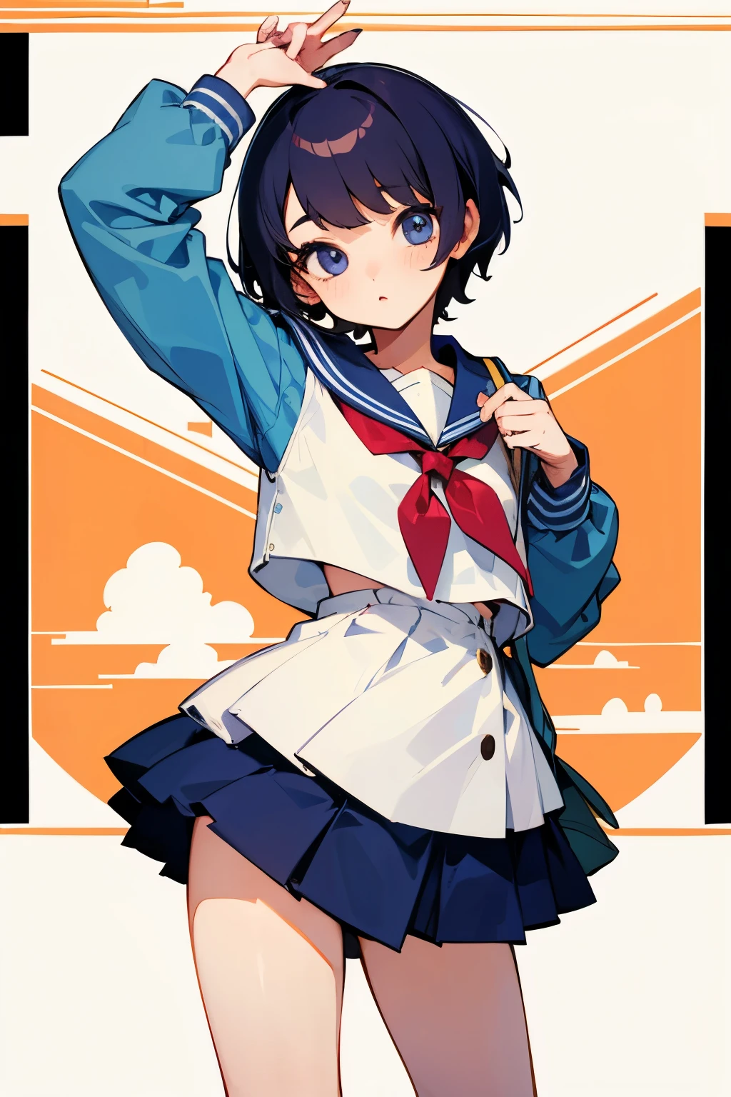 high school girl、Short Hair、Berry Short、Sailor suit
