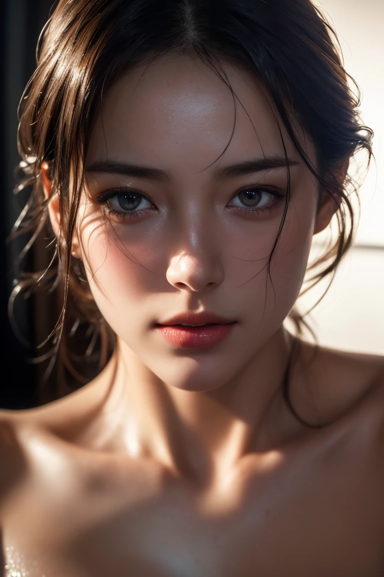 photo-realistic, surreal, cinematic lighting, 32K, 1 girl, look up, Backlight, (bright light:1.2), (Improvement of quality:1.4), (Highest quality realistic textured skin:1.4), detailed eyes, detailed face, short hair, ,cowgirl position,from below,sweat,wet, (Enhances the beauty of skin texture:1.1), matte texture, blush, sweat, open mouth, rolling eyes, tears, tongue out, saliva, saliva trail, parted lips, seductive smile