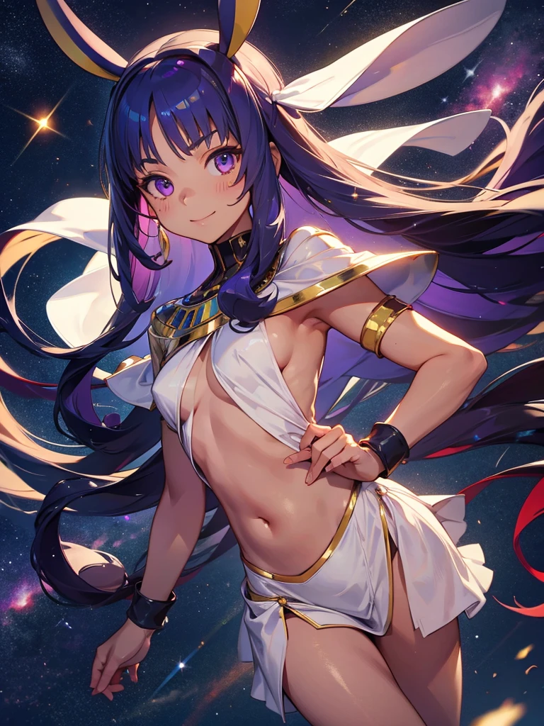 Nitocris,Nitocris(Fate), ,takeuchi takashi, 1 girl,Highest quality,((Highest quality)),((Tabletop)),((Perfect Face)),1 girl,smile,beauty,((Holographic)),Shooting stars flow,Fantastic,Cinematic,Like the cover of a movie
