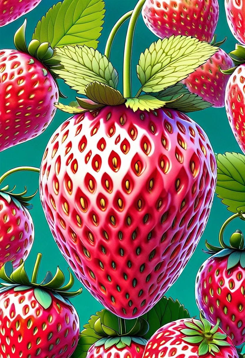 
              A surreal idea of a big strawberry in anime style ( Correct and perfect anatomy ) Ultra-detailed animation art 