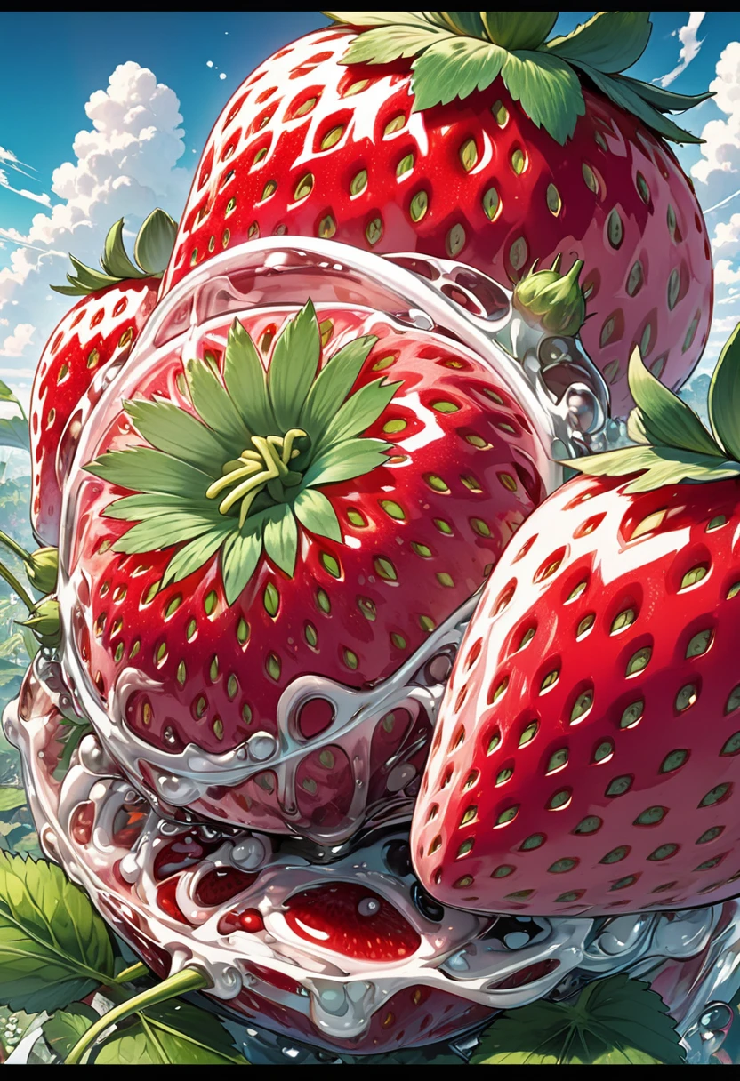 
              A surreal idea of a big strawberry in anime style ( Correct and perfect anatomy ) Ultra-detailed animation art 