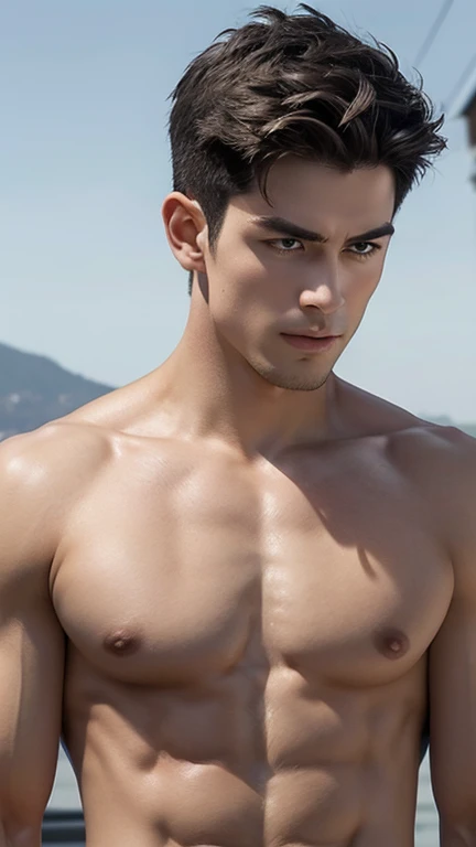1 male, Upper body naked,jeans, Muscular, face, Realistic, photograph, real photograph