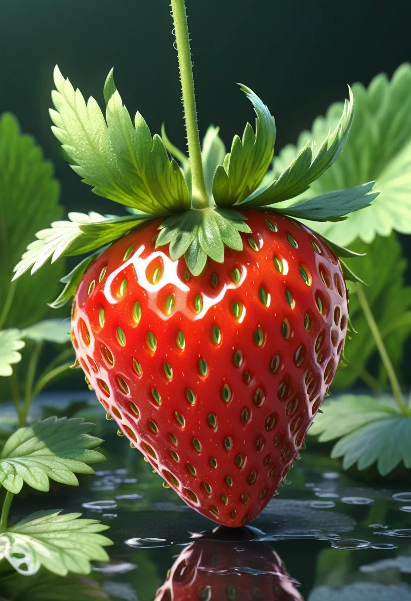 
               Close-up still life of a strawberry on a background of thick white snow. Actual and accurate anatomy. Extremely delicate texture. Clear and detailed animation. High quality. Realistic.