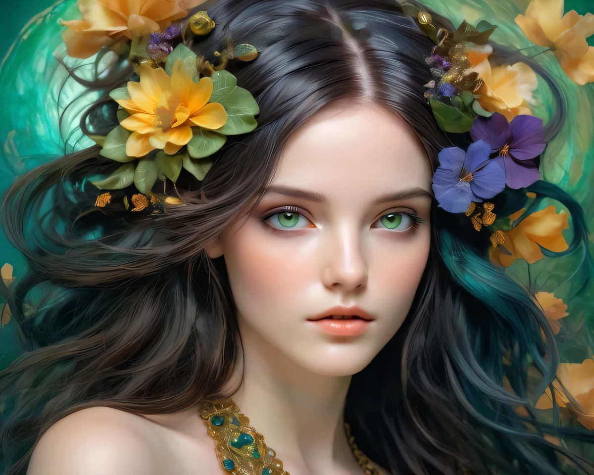 Beautiful woman decorated with flowers