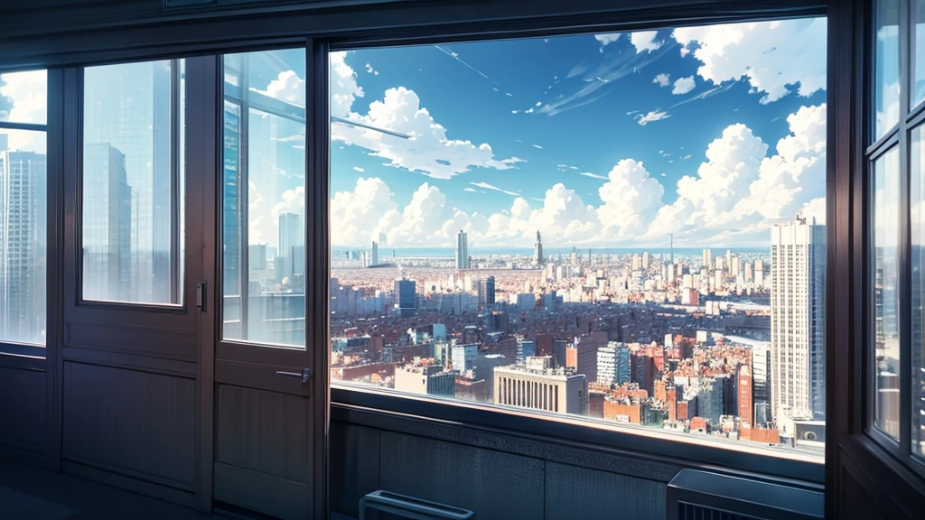 Sky texture with scattered clouds,City,Outside the window