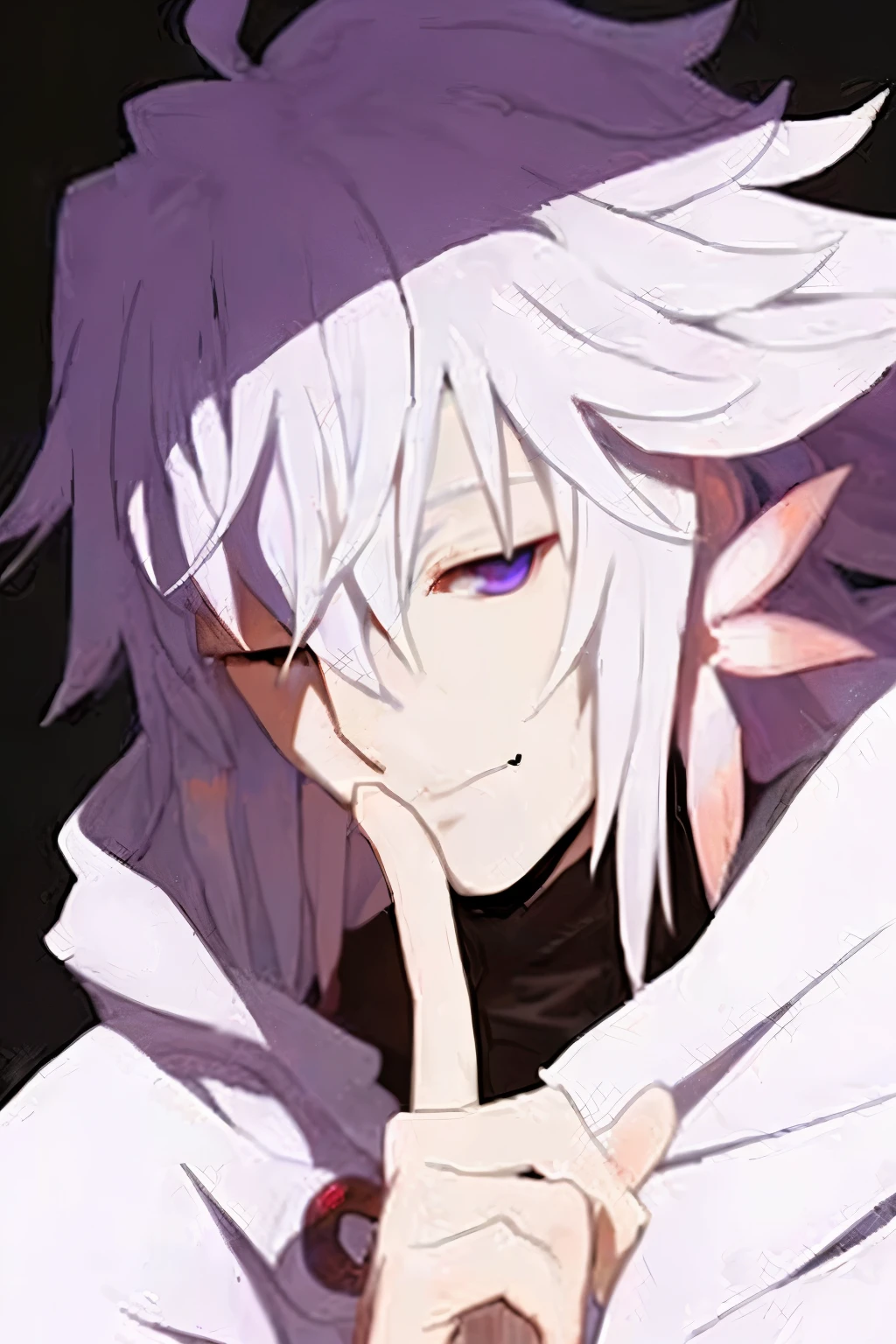 Fate,ai Art,Merlin,long white hair,curly hair,White mage's robe,