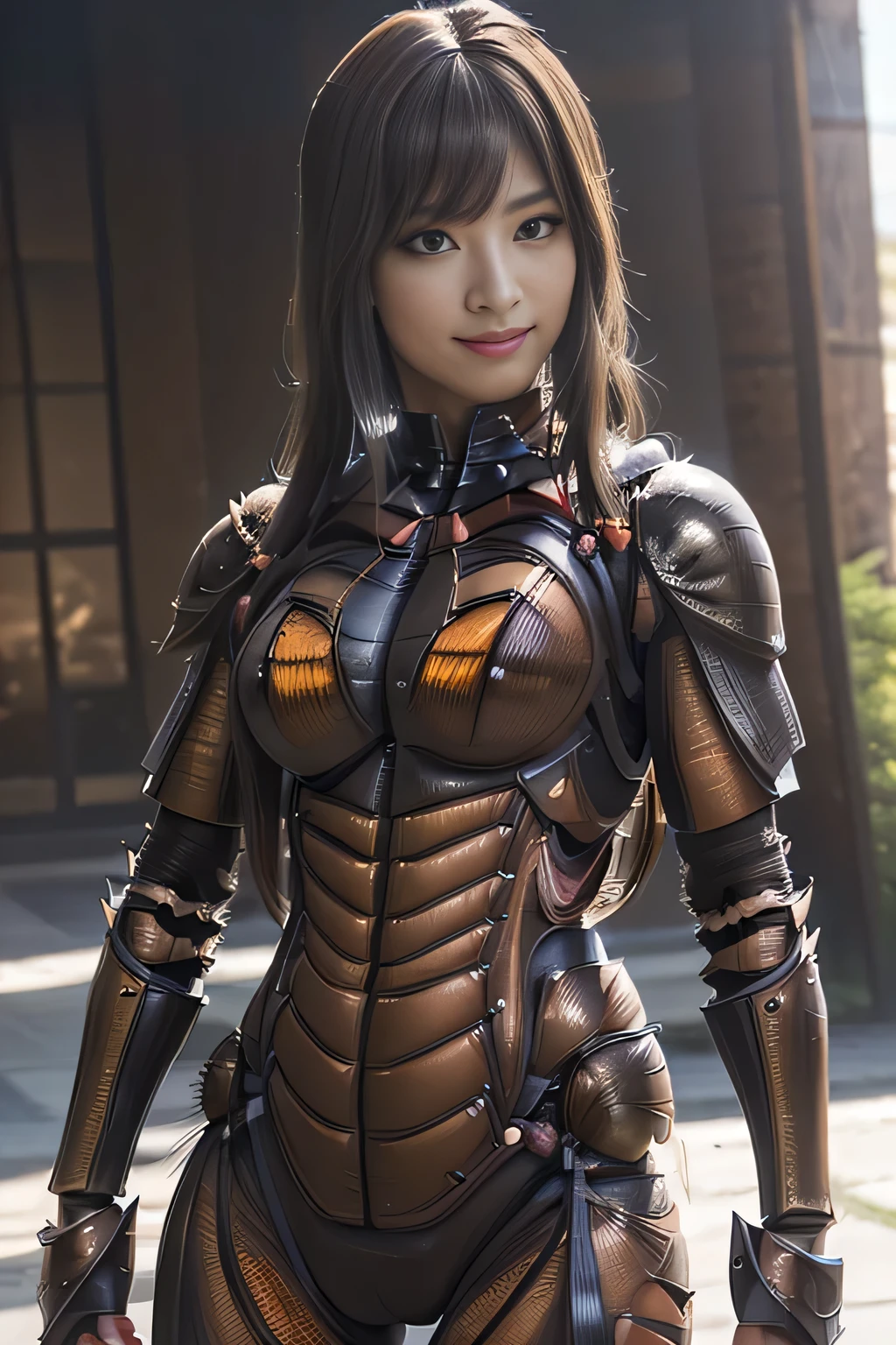 (high resolution,masterpiece,best quality,extremely detailed CG, anime, official art:1.4), realistic, photo, amazing fine details, all intricate, gloss and shiny,awesome many layers, 8k wall paper, 3d, sketch, kawaii, illustration,( solo:1.4), perfect female proportion,villainess, (fusion of dark brown cockroach and lady:1.4), (brown cockroach form lady:1.2), (brown cockroach lady:1.2), (fusion:1.2), (solo:1.4), (evil smile:1.2), muscular, abs, (cockroach brown exoskeleton bio insect suit:1.4), (cockroach brown exoskeleton bio insect armor:1.2), (brown transparency cockroach wing:1.4), (brown cockroach antennae:1.3),