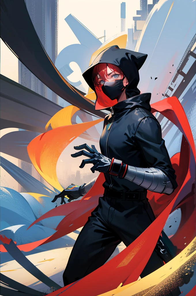 ((best quality)), ((masterpiece)), (detailed), 1 man, Ninja, black mask, I can't see my face