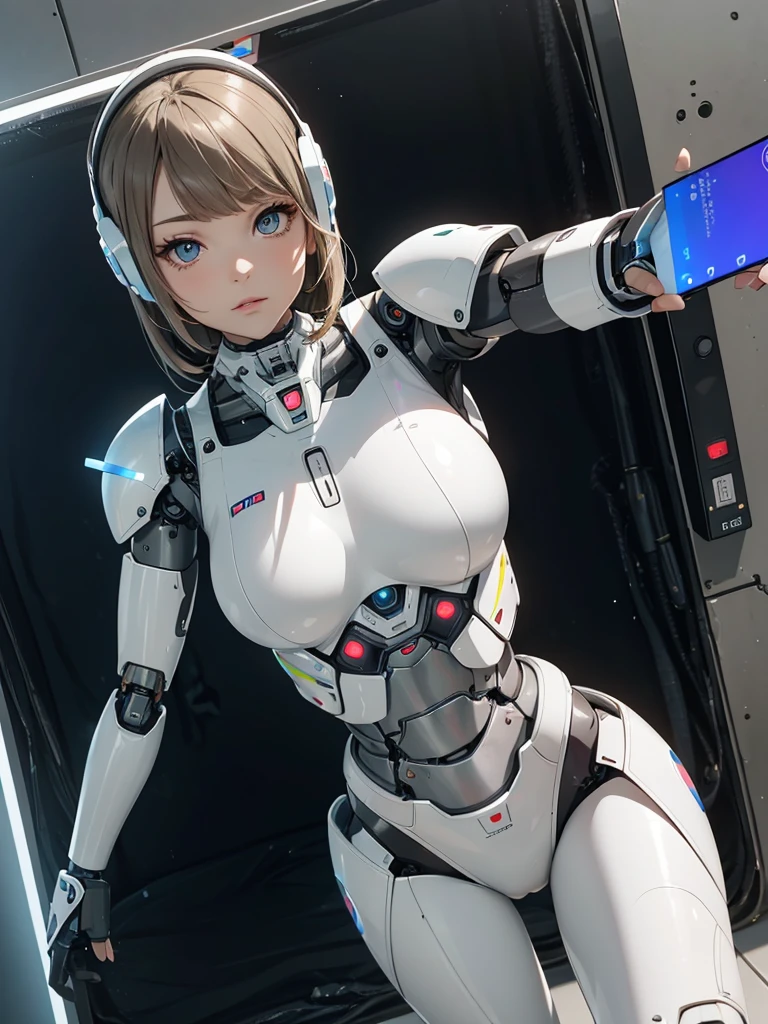 Woman in robot suit taking photo, perfect android girl, Beautiful Female Android!, completely robot!! girl, Android Heroine, Cute cyborg girl, Female cyborg body, Perfect anime cyborg woman, Beautiful Female Android, Cyber Suit, Beautiful android woman, beutiful white girl cyborg, Female Android, Cyber Suit, Integrated synthetic android, Beautiful girl cyborg、