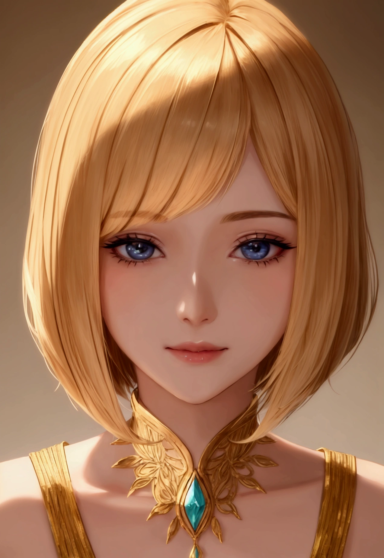 Eye close-up Golden bob cut profile