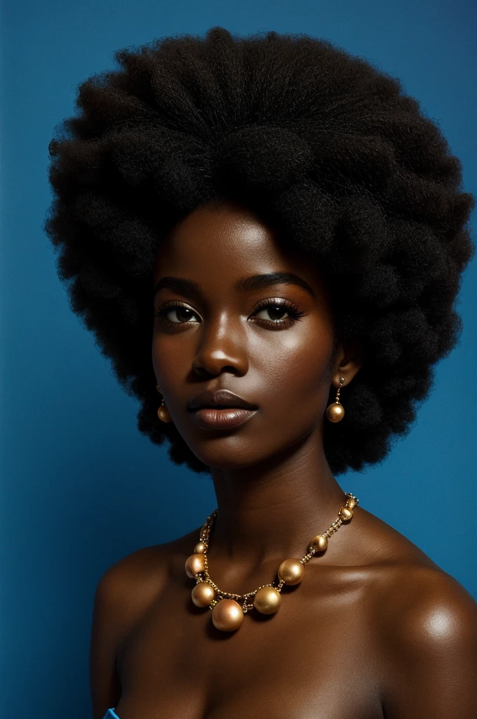(Best Quality:1.1),original,1 girl,elegant,trends,pacifier,Afro,Dark skin,make up,1970,psychedelic