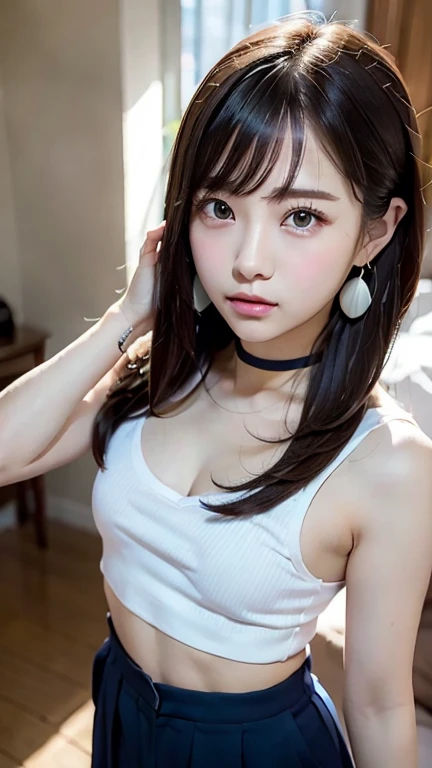 ((Cropped backless T-shirt、Double pleated twill trousers))whole body viewing angle、Extraordinary sexy beauty、beautiful, calm and bright look、Sexy and refreshing look、完璧なbeautifulcute顔、Very bright, Bright Blue Eyes、Long bangs between the eyes、Long black hair straight hair、とてもcute、beautifully、Sexy young tiny woman、非常に完璧なbeautifulcute顔、、Real17歳女性、cute,((Small breasts))、(()) And a very slim figure,,,,,、Very thin leganicules、Earrings、Pink Lip、choker、Real、Sexual、Highest quality、Detailed face、Detailed Background、Depth of written boundary、Sexual、alone、night,Highest quality、High resolution、超High resolution(Real:1.4)Detailed eyes、Gradation、Perfect anatomical figure、Woman with perfect body、Highly detailed skin、非常にDetailed face、細部までbeautiful目、Background blur、