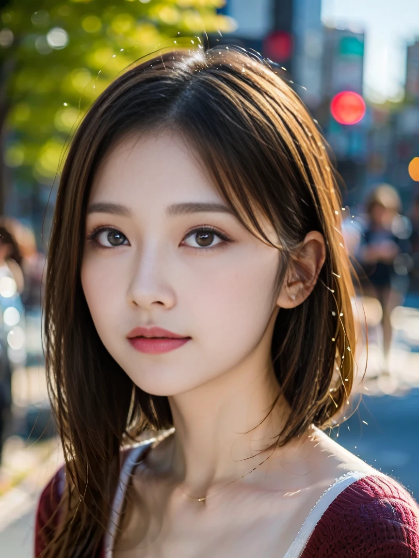 ((8ｋ,Attention to detail,Attention to detail、highest quality，masterpiece,Attention to detail,alone))),RAW Photos & Realistic atmosphere,Beautiful dark eyes,Mouth Details,Glossy Lips,Thin eyebrows,beautiful Eyes、Soft white skin that shines in every detail、Her deep black eyes are very beautiful,Lip details、Very beautiful face,Very beautiful face、A vivid face,beautiful, Glowing Lips,beautiful Eyebrows,Infinite Reality, Realistic Young Gravure Idol,Very cute woman , Young Gravure Idol, Young Gravure Idol, とても美しくてかわいいbeautiful 21 year old beauty,Incredibly beautiful and elegant，beautiful 21 year old beauty,Natural soft light,（Shiny Hair,,beautiful and kind eyes：1.5）,A kind smile,Shapely breasts,Long Hair,beautiful posture,No makeup,A little look at the camera,Red Shirt，