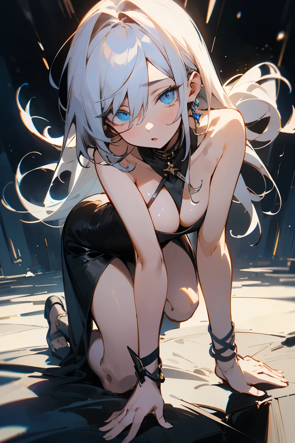 (masterpiece), best quality, expressive eyes, perfect face, master piece , blue eye , with sexy , night , full body