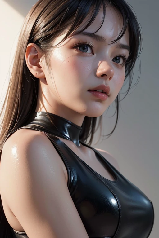 (from below view), low angle , close-up from hip level, 1girl, skinny body, slender waist, zero size breat, shiny femenine skin, oiled wet skin, wlop glossy skin, k-pop gyaru lolift light, hard light, soft shadow, fine details, masterpiece, (8k, RAW photo, highest quality, masterpiece), High detail RAW color photo professional close-up photo, (realistic, photo realism:1.4), (highest quality), (best shadow), (best illustration), ultra high resolution, extremely detailed CG unity 8k wallpaper, 4k, cinematic goddess shot, dramatic, (high sharpness)