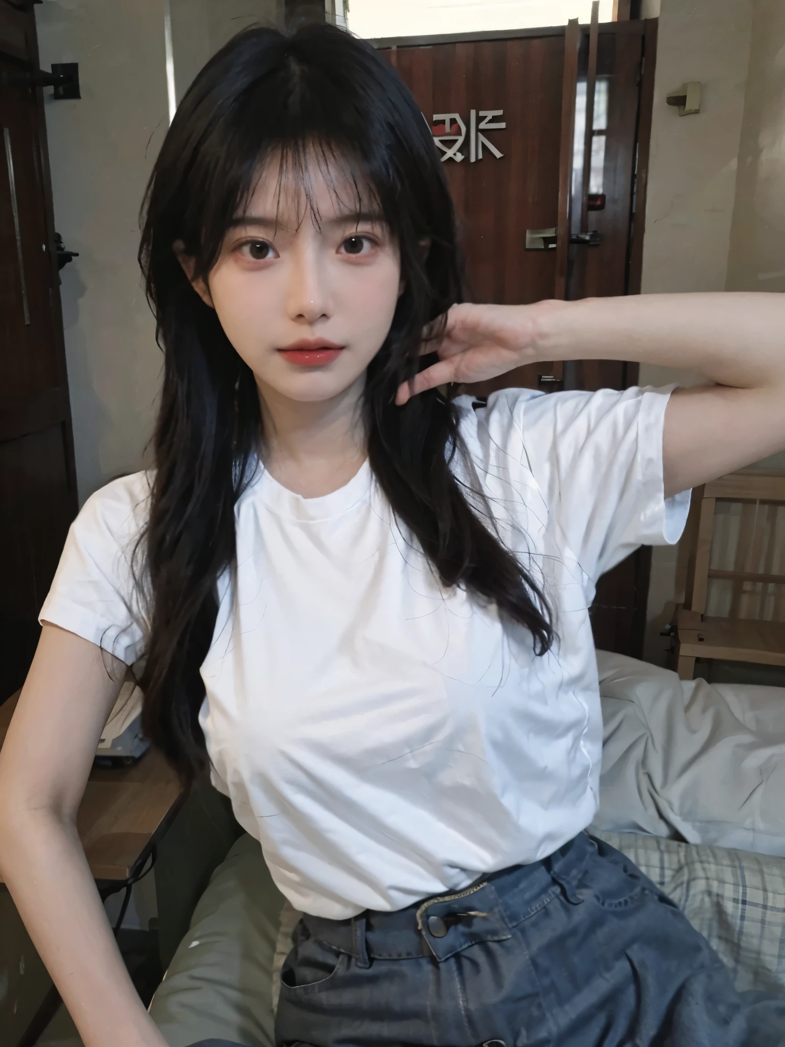 Best quality,masterpiece,Ultra-high resolution,(Photo Realism:1.4),Girl,Sexy,cute,(T-Shirt:1.2),(Big breasts:1.3),(whole body:1.4)