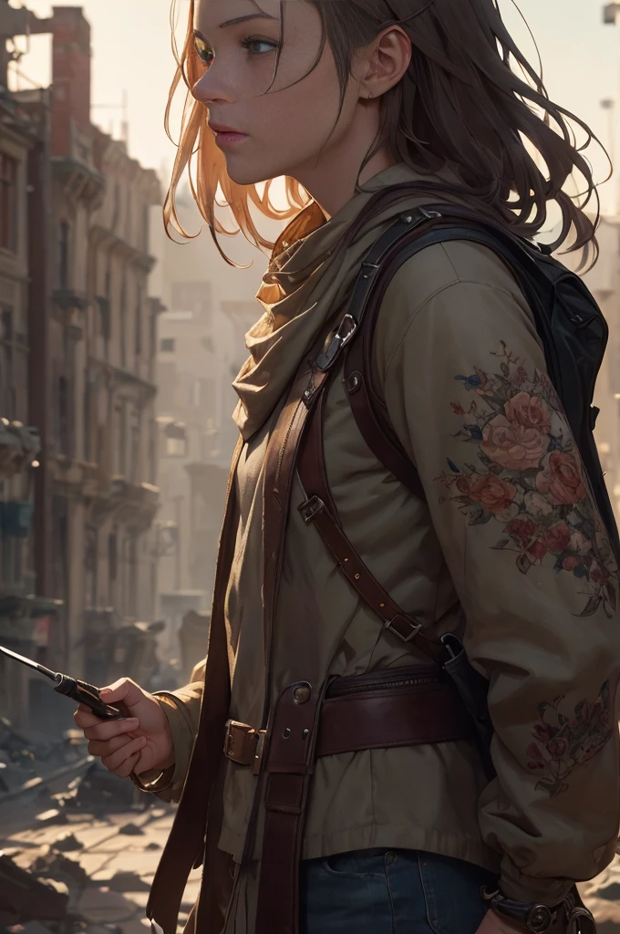 (best quality,4k,8k,highres,masterpiece:1.2),ultra-detailed,(realistic,photorealistic,photo-realistic:1.37), traveler merchant, wear backpack, satchel, weathered traveler outfit, (leather clothes), highly detailed face and body, dramatic lighting, vibrant color, detailed landscape, intricate, ethereal beauty, From Brian Froud and Carne Griffiths and Wadim Kashin and John William Waterhouse, 8K post-production, high resolution, hyperdetailed, depth of field, HDR, intricate