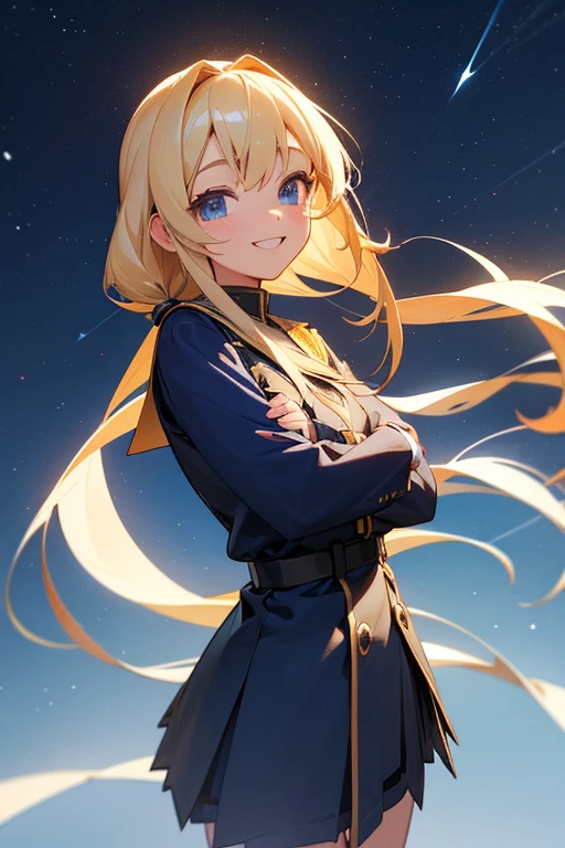 Blonde、Gal、uniform、high school girl、smile、piece、3D Animation、Starry Sky、vtuber