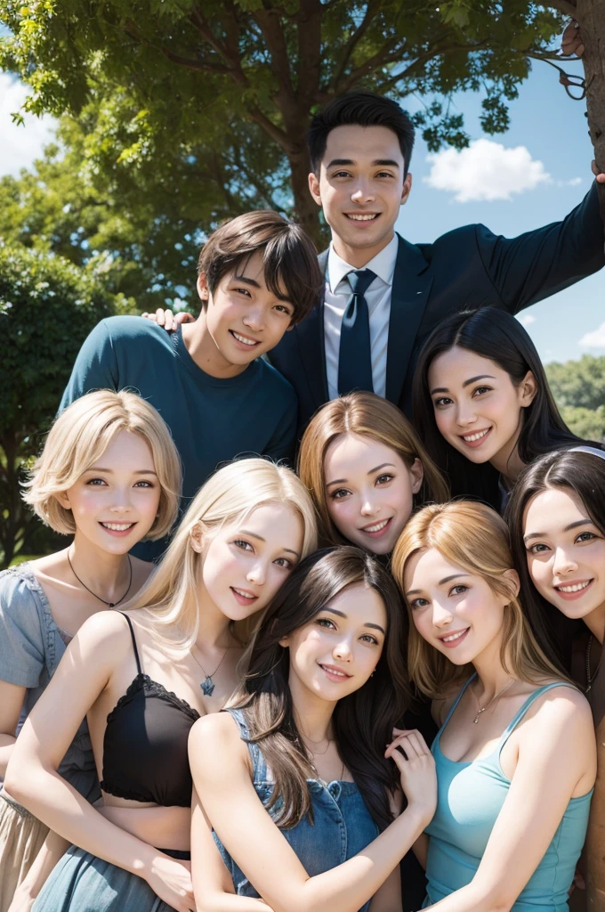 A bright image of a group of friends