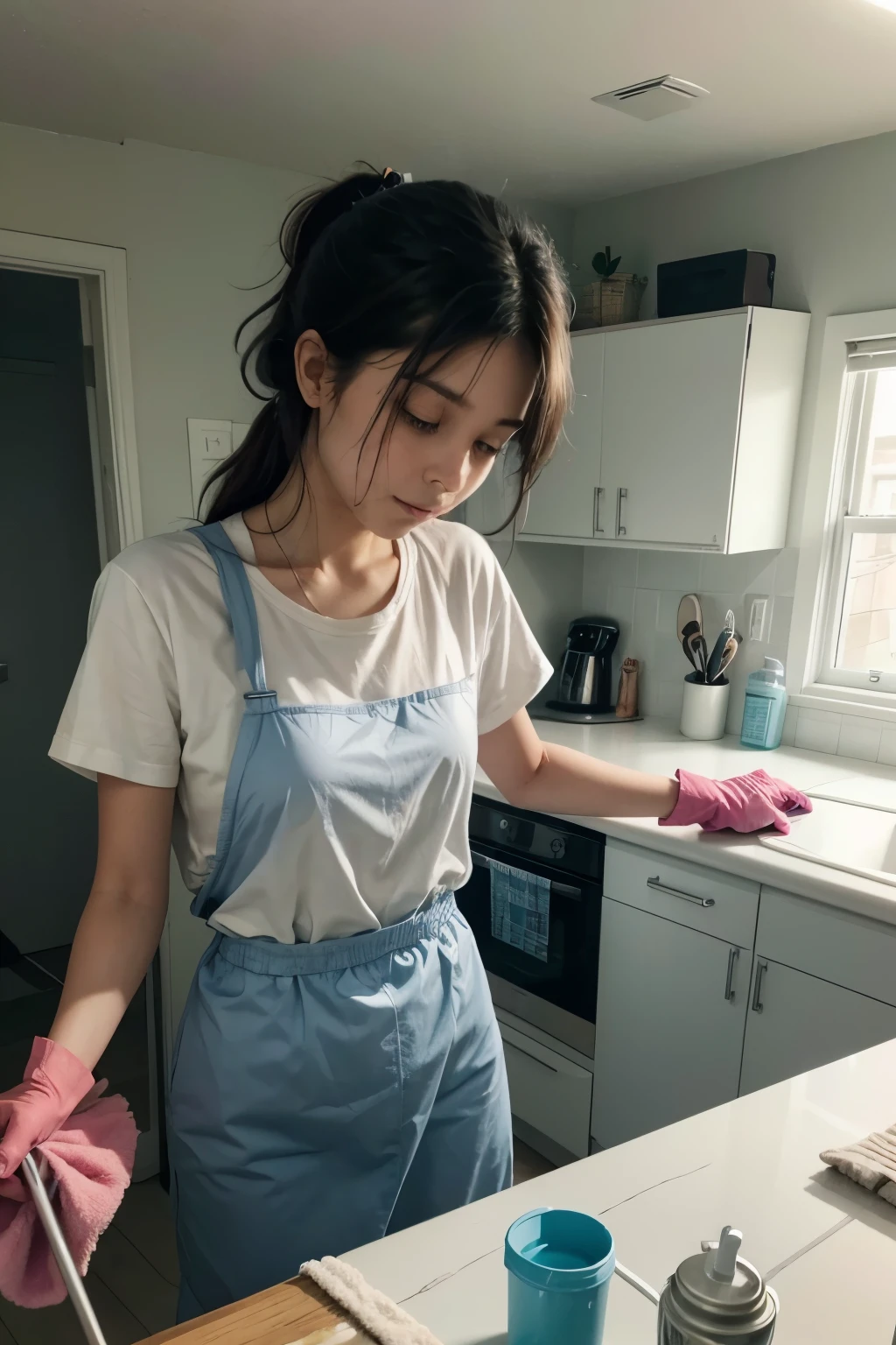 Create an image for YouTube with a photo of a daily cleaner cleaning the house and the title "Diary worker needs to have a website?"