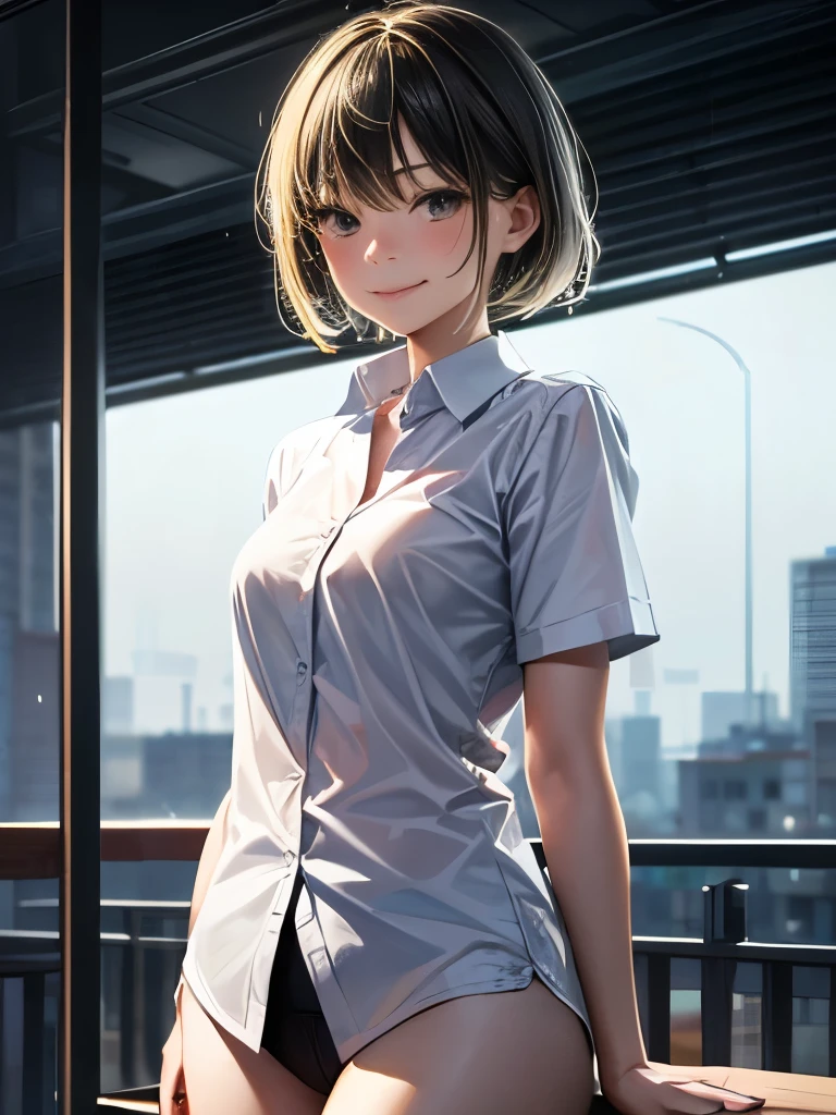 (masterpiece:1.2, top-quality), (realistic, photorealistic:1.4), beautiful illustration, (natural side lighting, movie lighting),
looking at viewer, (breast focus), (from above:1.1), close up, 1 woman, japanese, 20 years old, high school teacher, perfect face, cute and symmetrical face, shiny skin, babyface,
(short hair, ponytail, sidelocks, ash blonde hair), parted bangs:0.2, gold eyes, drooping eyes, big eyes, (middle breasts, seductive thighs, big ass), piercings,
beautiful hair, beautiful face, beautiful detailed eyes, beautiful clavicle, beautiful body, beautiful chest, beautiful thigh, beautiful legs, beautiful fingers,
(black tight skirt, short sleeve white collared shirt),
(beautiful scenery), summer, evening, (cityscape:1.2), walking, , (lovely smile, upper eyes, parted lips),
