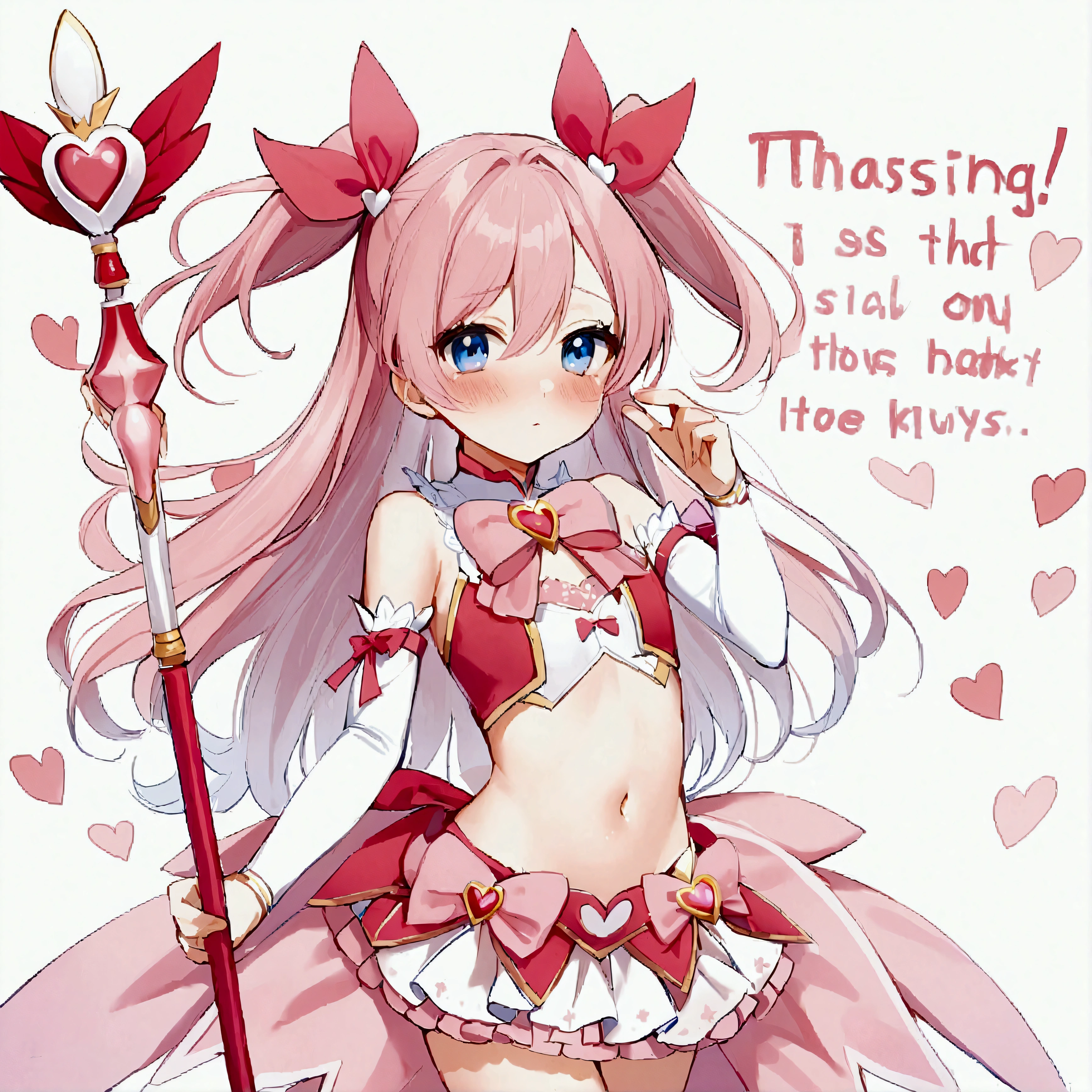 happy cute anime girl , taking a big heart , love love background , sweety