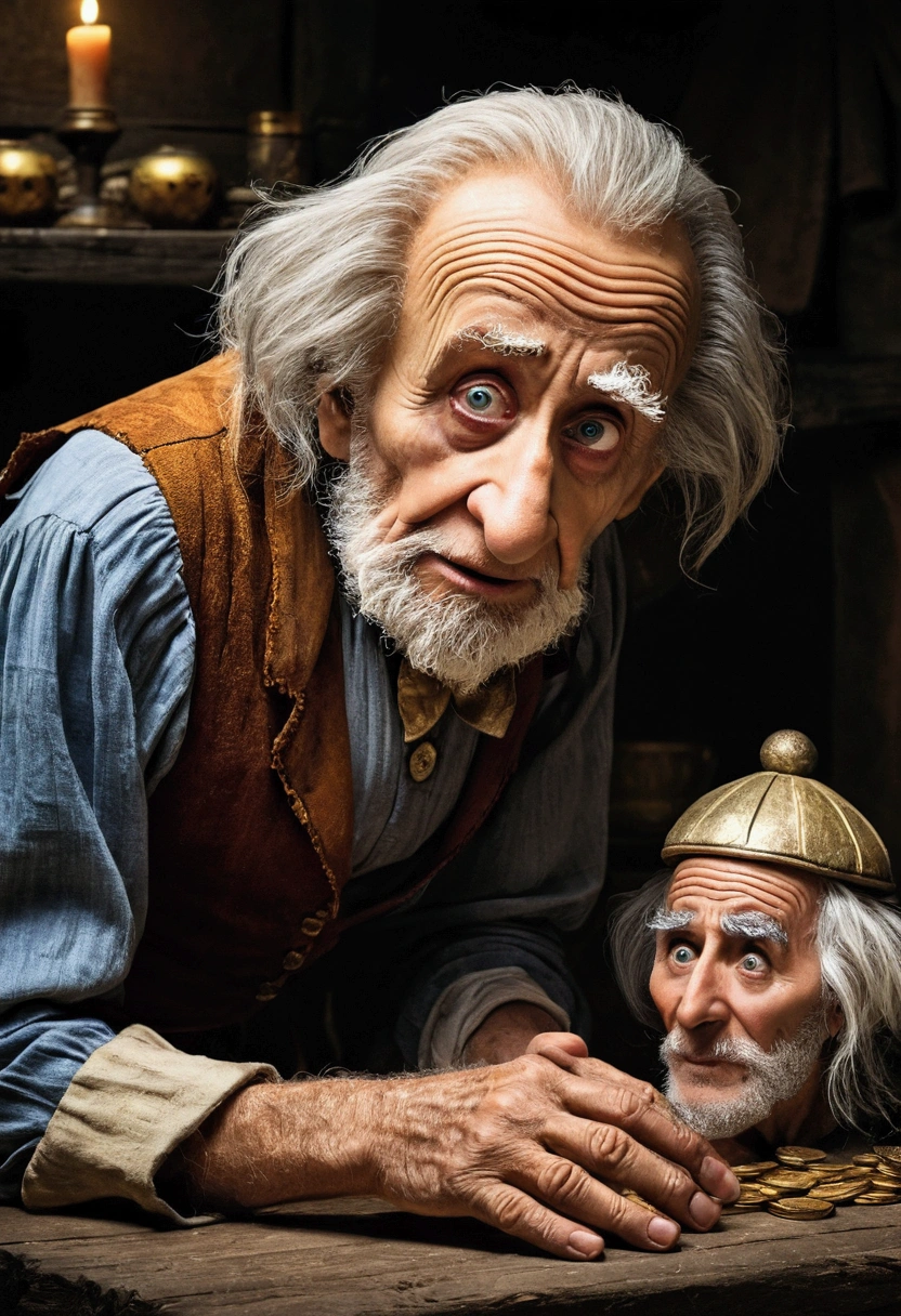 One day, a thief who knew the old miser’s routine, waited for the old man to go back into his house. After it was dark, the thief went to the hiding place and took the gold. The next day, the old miser found that his treasure was missing and started crying loudly